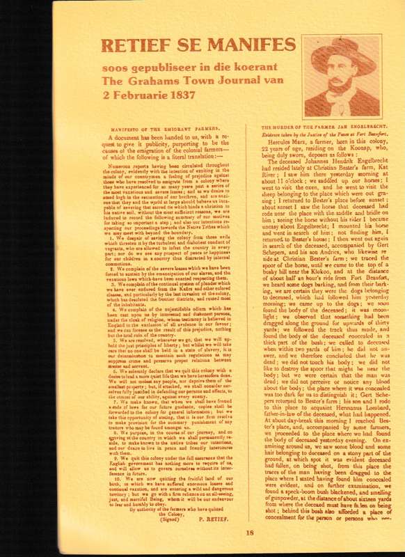 GROOT TREK GEDENKPROGRAM 1838-1988