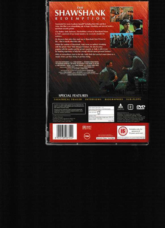 THE SHAWSHANK REDEMPTION DVD