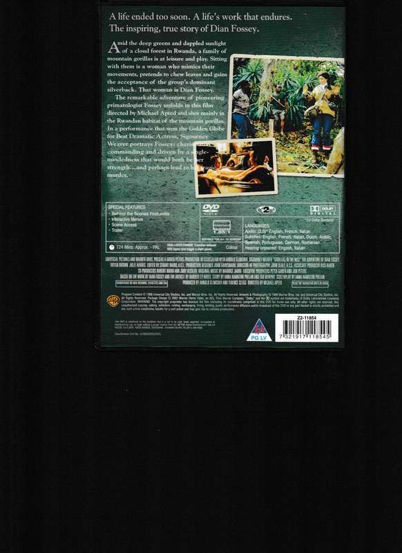 GORILLAS IN THE MIST, THE ADVENTURE OF DIAN FOSSEY DVD