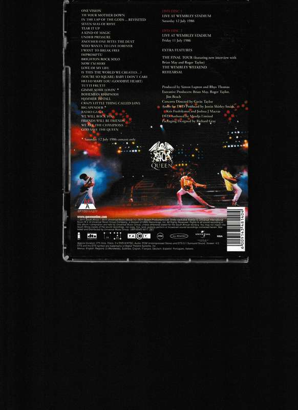QUEEN, LIVE AT WEMBLEY STADIUM 25th ANNIVERSARY EDITION 2 DVD SET