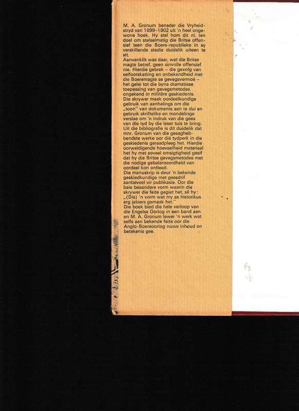 DIE ENGELSE OORLOG 1899-1902 deur M.A GRONUM