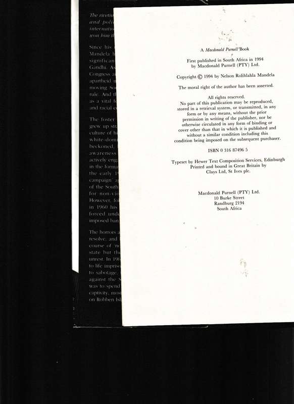 A LONG WOLK TO FREEDOM, AUTOBIOGRAPHY OF NELSON MANDELA 1 ST ED. 1994 HARDCOVER