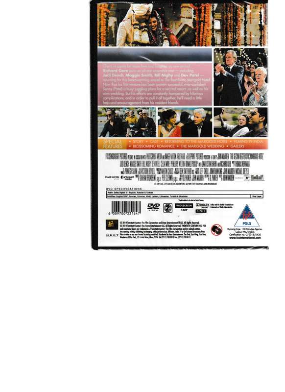 THE SECOND BEST EXOTIC MARIGOLD HOTEL DVD (NEW, SEALED)