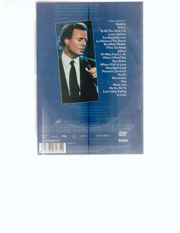 JULIO IGLESIAS, STARRY NIGHT DVD