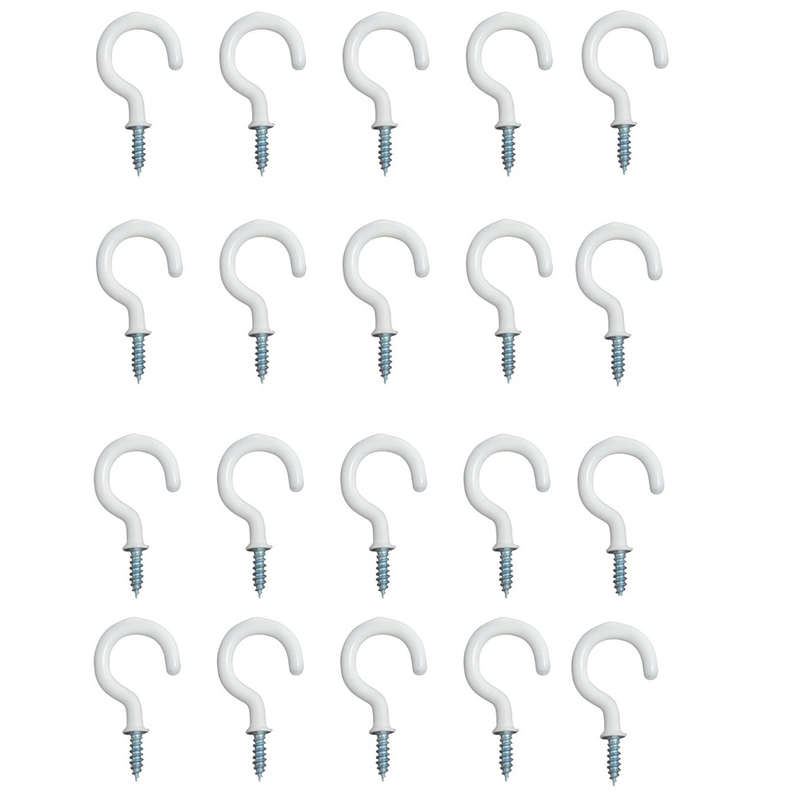 Cup Hook PVC coated 20's TUB,  25mm White