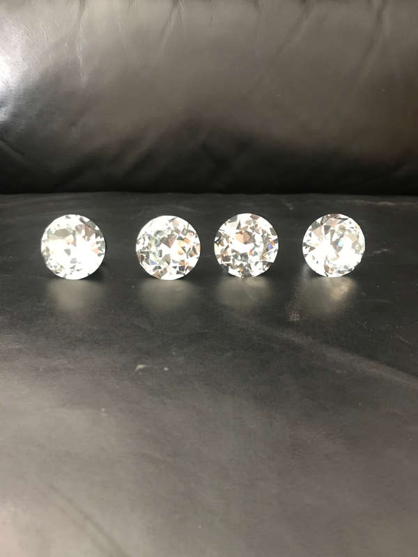 Crystal Glass Door Drawer Knobs Diamond Cut Drawer Handles x4
