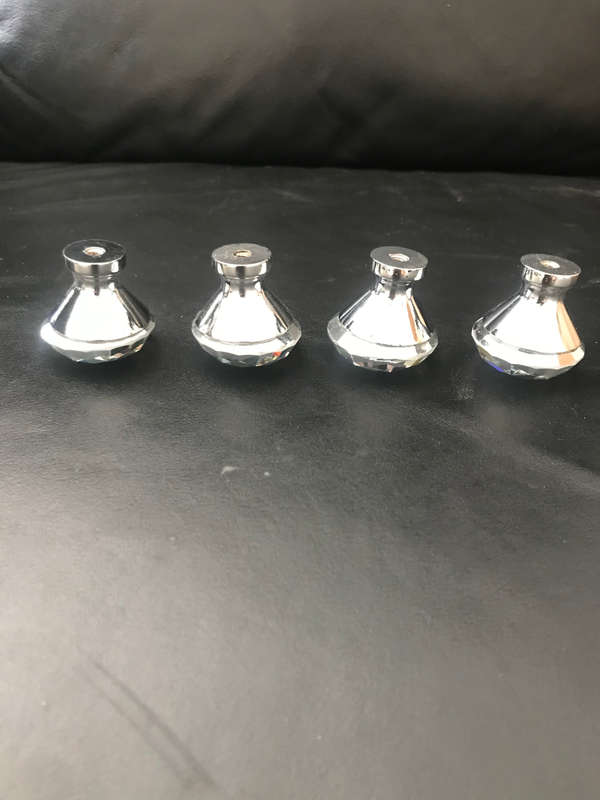 Crystal Glass Door Drawer Knobs Diamond Cut Drawer Handles x4