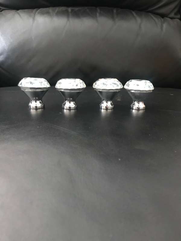 Crystal Glass Door Drawer Knobs Diamond Cut Drawer Handles x4
