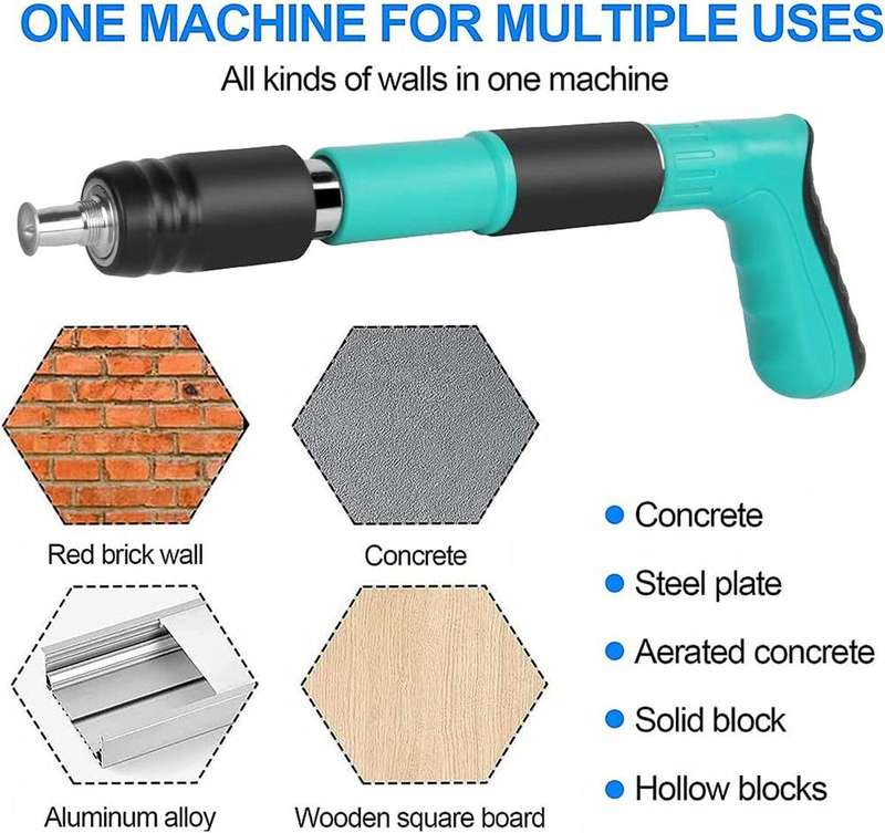 Single Handed Ceiling, Concrete, Metal Pop Nail Gun With 10 Fire Nails