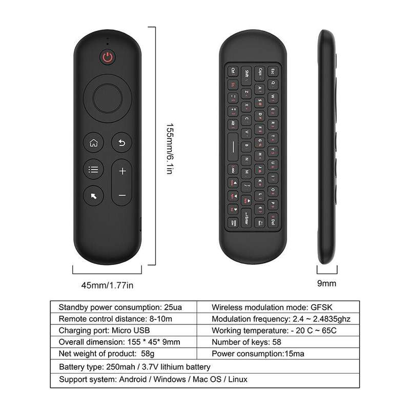 M5 Air Mouse Keyboard with RGB Backlight & Dual Mode Rechargeable