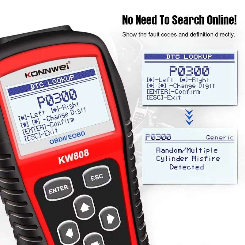 KW808 OBD2 EOBD Automotive Scanner