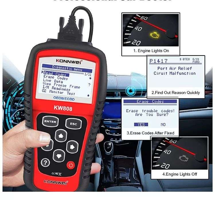 KW808 OBD2 EOBD Automotive Scanner
