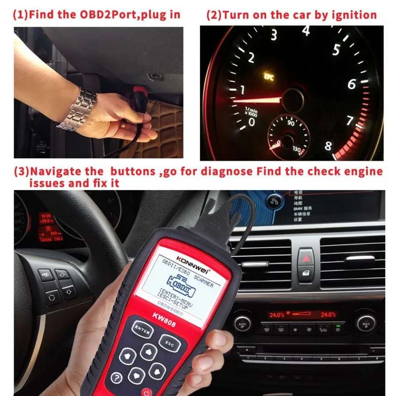 KW808 OBD2 EOBD Automotive Scanner