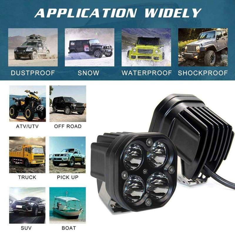 40W Set of 2 LED Square High-Performance Driving Light Spotlights(NO MOUNT BRACKET ON 1 SPOT LIGHT)