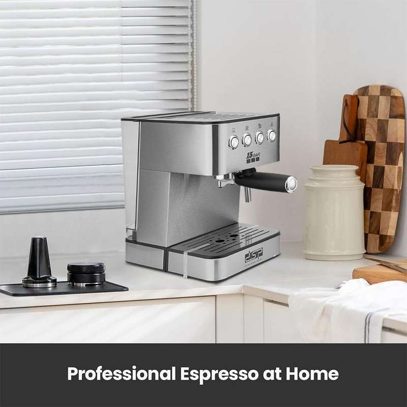 15 Bar Stainless Steel Espresso Coffee Maker with Milk Frother Steam