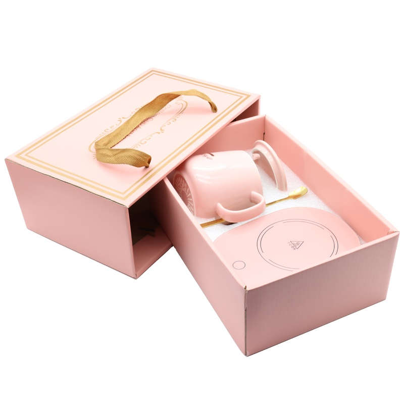Smart Ceramic Coffee Warming Coaster and Mug Set - Pink