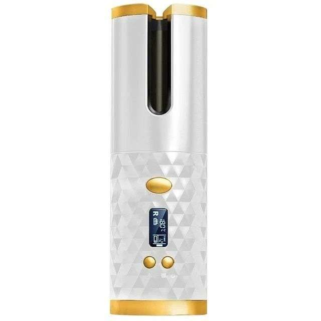 GB Wireless Automatic Curling Iron, Cordless Auto Curler - White