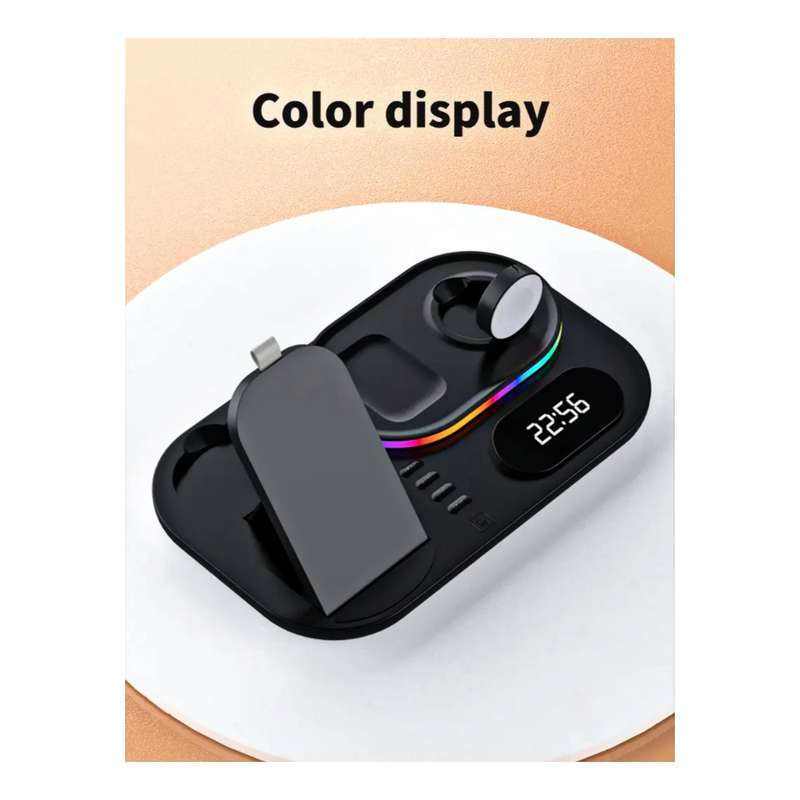 30W 4-In-1 Wireless Charging Station Dock & Type-C To Usb Power Cable - BLACK
