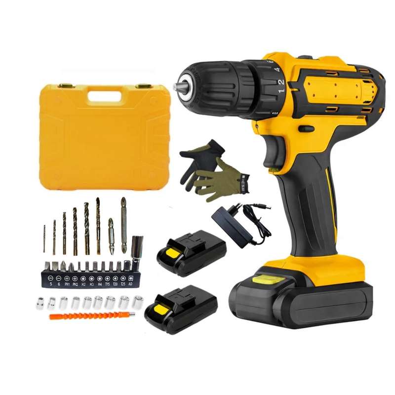 31 Piece 3-In-1 Cordless Drill With Gloves, Carry Case & 2 Batteries