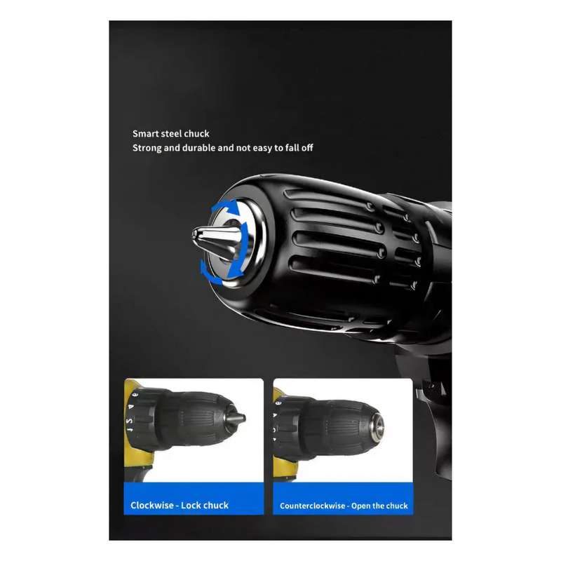 31 Piece 3-In-1 Cordless Drill With Gloves, Carry Case & 2 Batteries