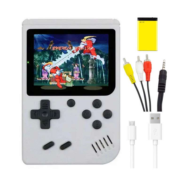 400-IN-1 Portable Handheld Retro Game Console Micro USB & Cable & Battery(WHITE)