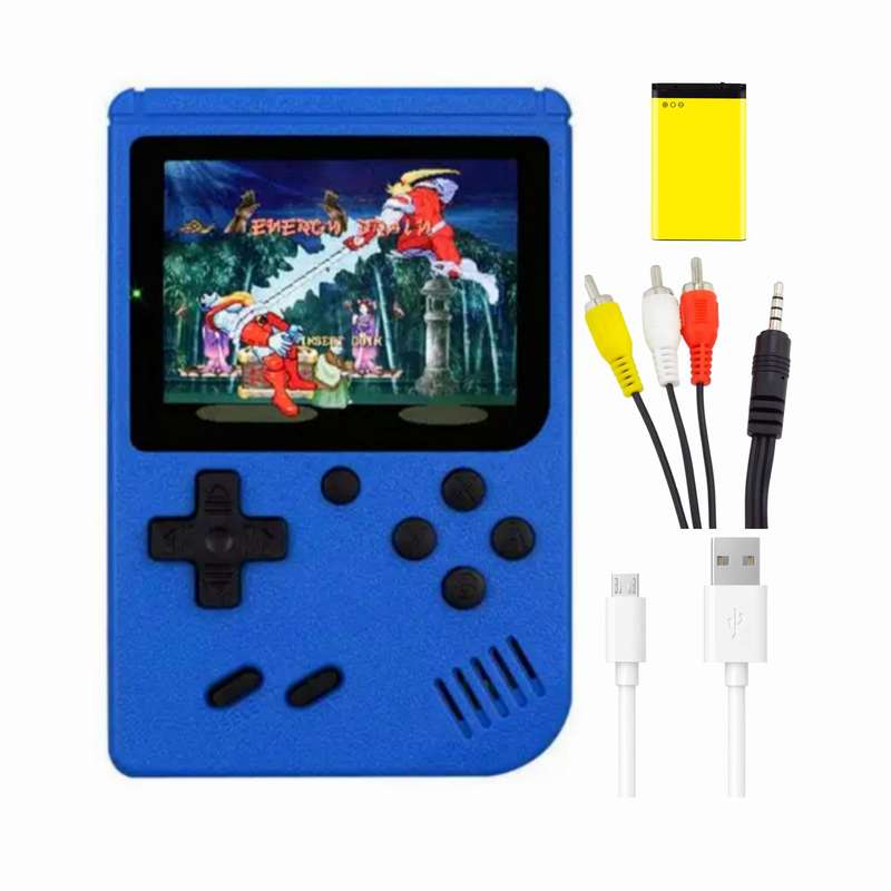 400-IN-1 Portable Handheld Retro Game Console Micro USB & Cable & Battery(BLUE)