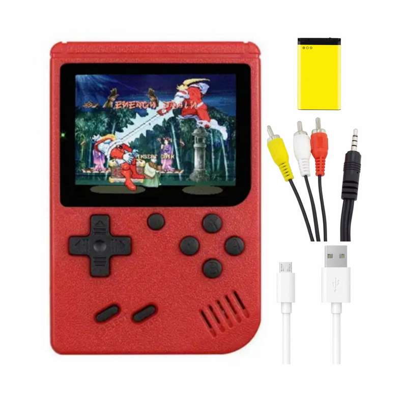 400-IN-1 Portable Handheld Retro Game Console Micro USB & Cable & Battery(RED)