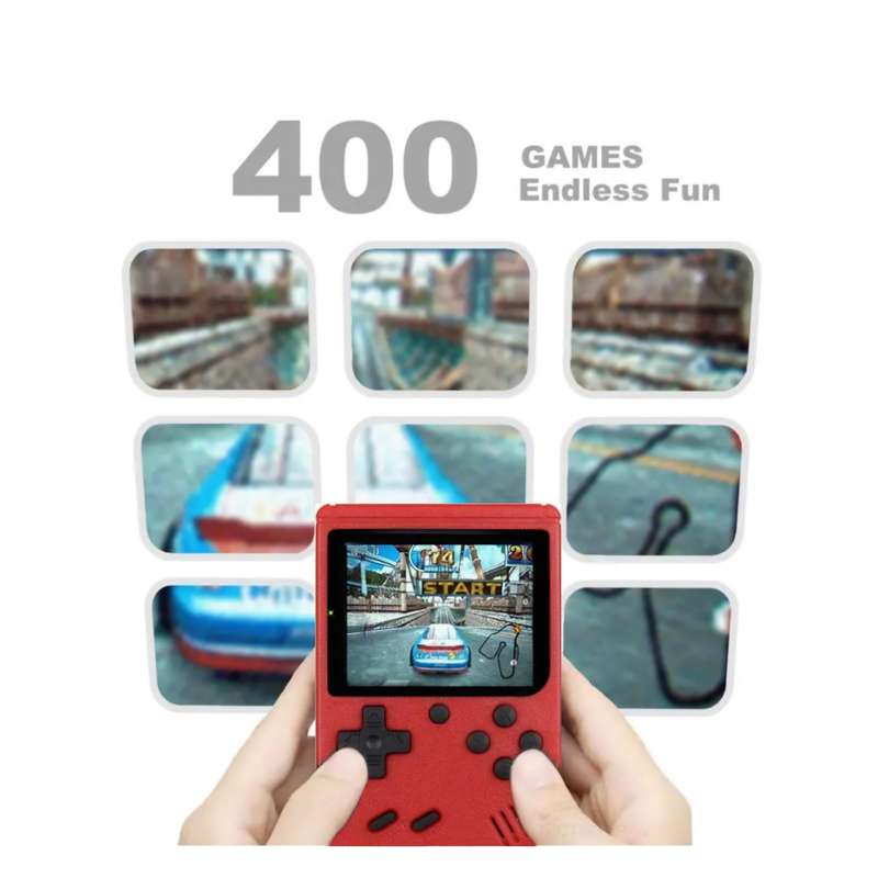 400-IN-1 Portable Handheld Retro Game Console Micro USB & Cable & Battery(RED)