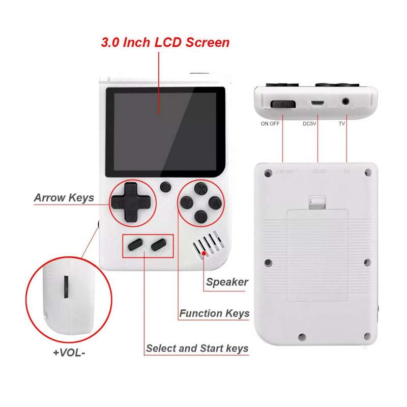 400-IN-1 Portable Handheld Retro Game Console Micro USB & Cable & Battery(BLUE)