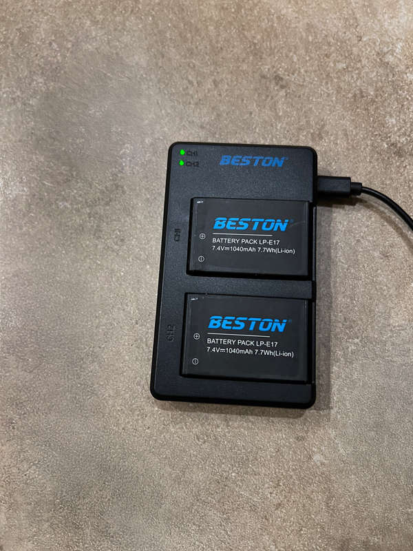 Beston USB Dual Charger and 2 Battery Kit for Canon LP-E17