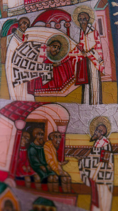 Rare signed, lacquered hand-painted wooden Russian egg with Gold Leaf  Saint Nicholas Icon
