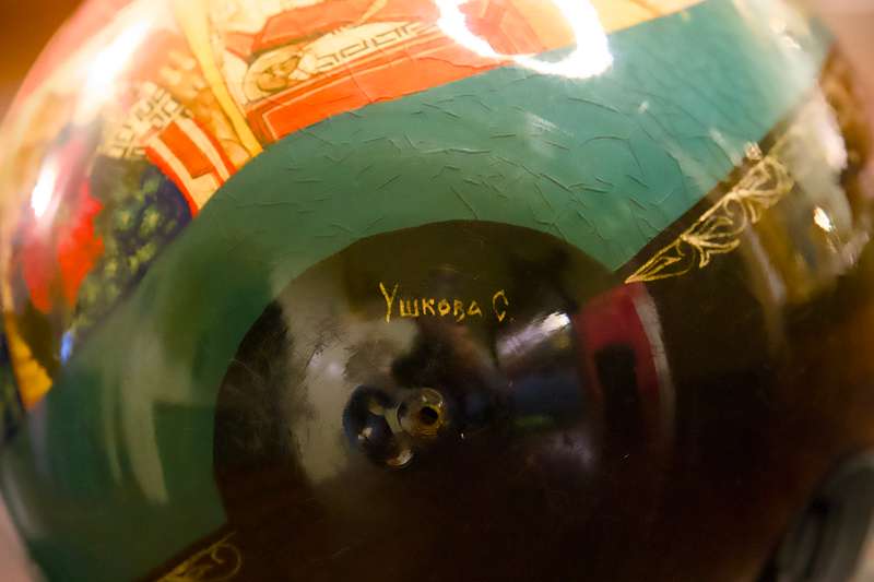 Rare signed, lacquered hand-painted wooden Russian egg with Gold Leaf  Saint Nicholas Icon