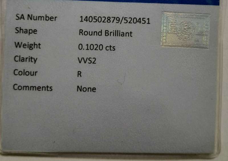 Brilliant cut 0.1020 carat vvs2