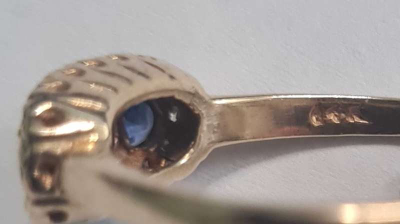 Diamond and blue sapphire ring