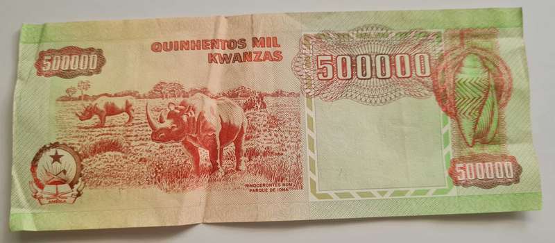 Angolan 500 000 Kwanzas 1991 circulated note
