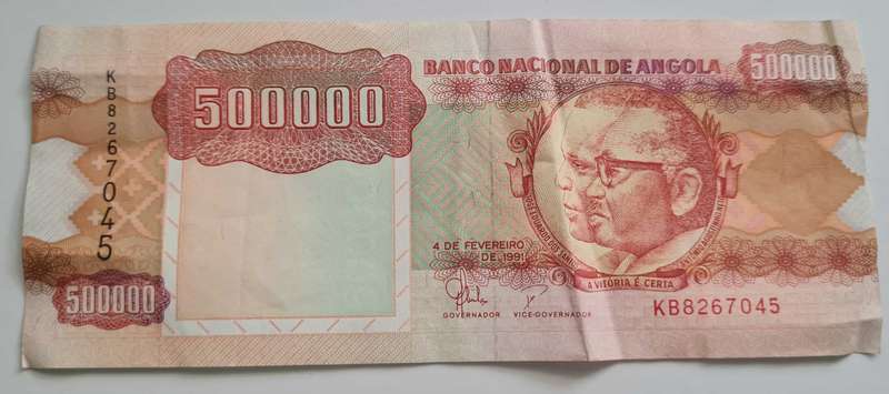 Angolan 500 000 Kwanzas 1991 circulated note