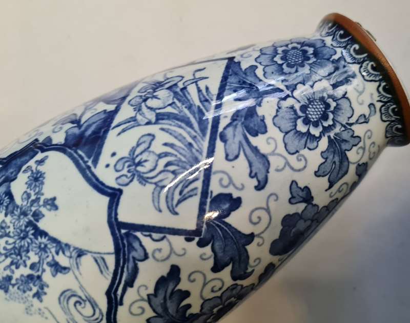 Royal Bonn Germany Delft Blue & White vase Tokio Pattern