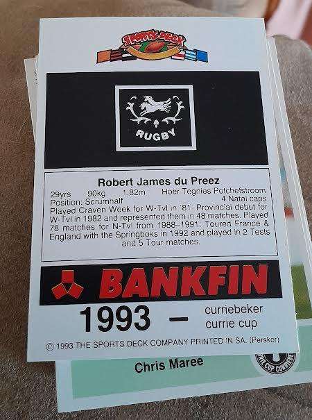SportsDeck 1993 Bankfin Currie Cup Rugby Cards(89 cards)