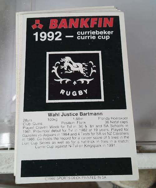 Sports Deck Rugby Cards 1992 Currie Cup (91 cards)