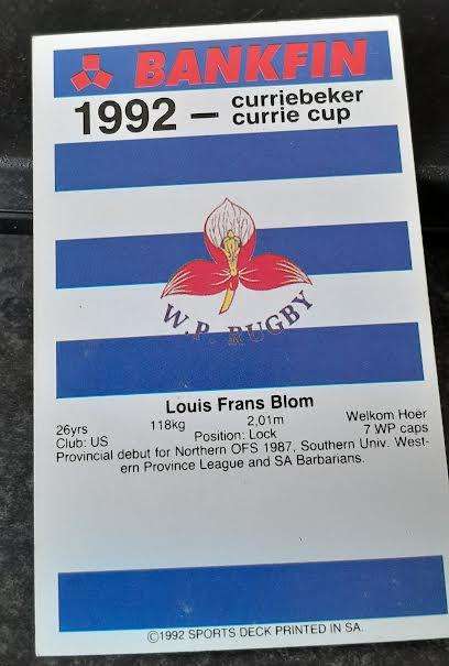 Sports Deck Rugby Card Louis Blom