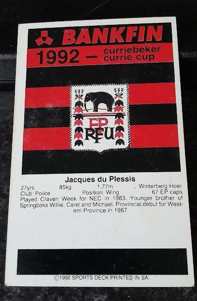 Sports Deck Rugby Card Jacques du Plessis