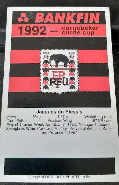 Sports Deck Rugby Card Jacques du Plessis