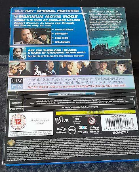 Sherlock Holmes 2 A Game of Shadows Blu-ray+DVD combo