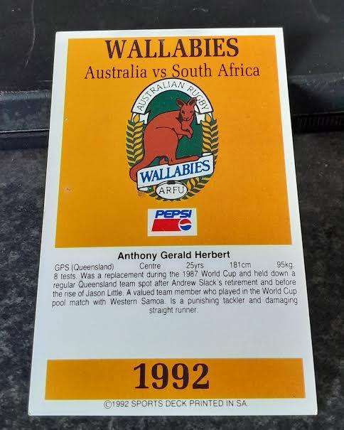 Sports Deck Rugby Card Anthony Herbert
