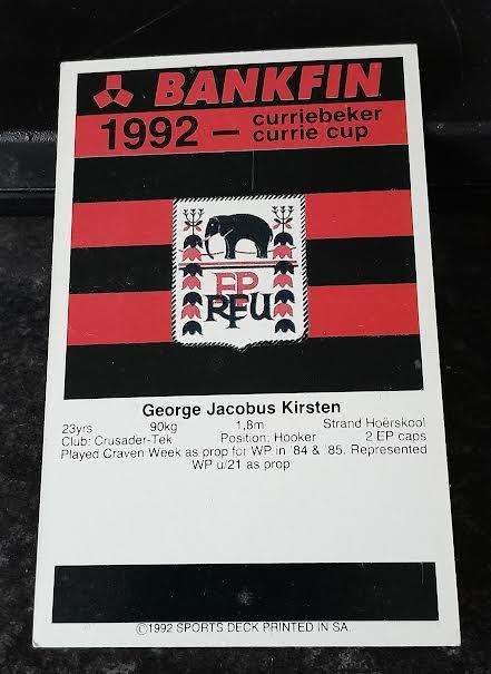 Sports Deck Rugby Card Jaco Kirsten