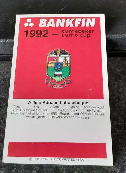 Sports Deck Rugby Card Lappies Labuschagne