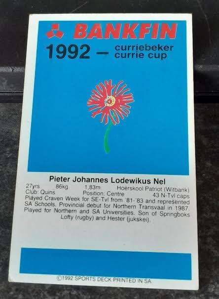 Sports Deck Rugby Card Pieter Nel