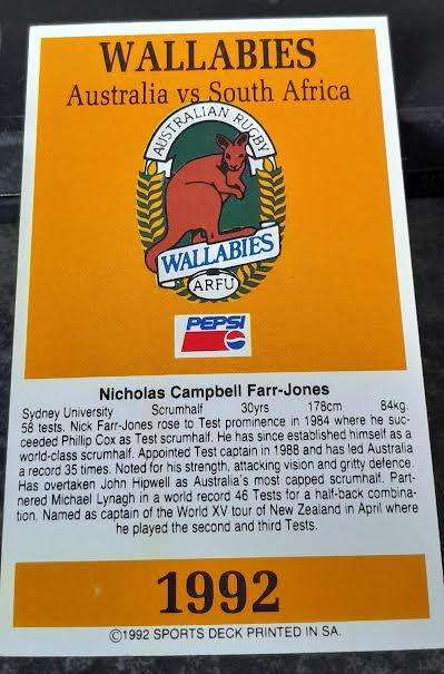 Sports Deck Rugby Card Nick Farr-Jones