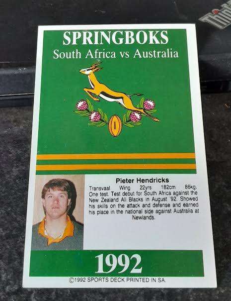 Sports Deck Rugby Card Pieter Hendriks