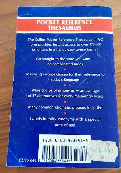 Pocket Reference Thesaurus in A-Z Form-Collins